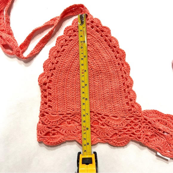 Crochet peach halter top Sz M & L - Picture 6 of 11